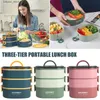 Bento Boxes 2000ml 3-Tier Lunch Box Stackbar Bento Case Sealed Leak-Proof Meal Box Microwave Safe Portable Students Workers Food Container L240307