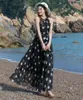 Casual Dresses 2024 Sundress Loose Sexy Summer Sleevelss Suspender Maxi Dress for Women Backless Beach Boho Robe Femme Airy Chiffon Dot