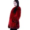 Haining новое женское пальто средней длины с енотовидной собакой, молодежное зимнее меховое интегрированное пальто с v-образным вырезом 7625