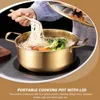 Pote coreano ramen acampamento pote de aço inoxidável molho pan tampa pote macarrão instantâneo leite panela macarrão rápido 240304