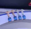 Stud style blue topaz gemstone stud earrings for beauty jewelry real 925 silver gold plated natural gem birl party gift 2210223289491