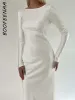 Dress BOOFEENAA Elegant Satin Gown Evening Dress Women Fall 2023 Party Wear Sexy Long Sleeve Backless Maxi Dresses C16CF20