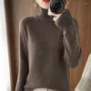 女性のセーターファッション基本2024春秋の女性30％メリノウールセーターモックネックプルオーバースリムカシミアソリッドカラー