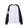 Mens Hoodies Sweatshirts TB Autumn New Water Wave Raglan Sleeves Colored Weaving Four Bars Colored Casual Round Neck Sweater