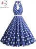 Giyim Kadınlar Vintage Halter Partisi Elbise Yaz Polka Dot Salıncak Rockabilly Kokteyl Prom Zarif Mi. Elbise