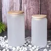 CA US Warehouse 16oz Sublimation Glasses Beer Mugs with Bamboo Lids and Straw Tumblers DIY Blanks Cans Heat Transfer Cocktail Iced Cups 3737