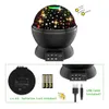 Outra iluminação LED Destaque 2.5W Projetor Night Light Led Sky Stars Moon Projeção Luzes Color Rotating Kids Lâmpada Presente de Aniversário Dr Dhnyj