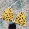 Buitenlandse handel origineel standaard badpak voor dames met sexy kleine borsten verzameld en hangende nek-borstpatch afneembare vintage bikini met trekkoord 46788