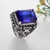 Bagues de cluster couleur or avec zircon bleu pour hommes mode hommes mariage fiançailles fête anniversaire cadeau vente entière