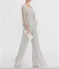 Elegant Chiffon Mother Of The Bride Pants Suit With Short Lace Jacket Cheap Wedding Guest Dresses Women Beach Country Formal Party Wear