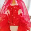 Ubrania dla psów Wysokiej klasy luksusowe ubrania Pet Suknia ślubna księżniczka sukienki odłączona spódnica czerwona koronkowa wstążka