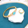 Bangle Arabian Bridal Jewelry Set Women Gold Plated Ring Wedding Artificial Gemstone Wife Gift Par Armband