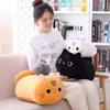 Animais 2550cm bonito macio travesseiro sofá almofada kawaii brinquedo de pelúcia recheado dos desenhos animados animal preto gato boneca para k 240307