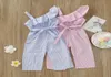 Bébé Designer Vêtements Filles Barboteuses Pente Épaule Rayé Combinaisons D'été Casual Boutique Sans Manches Bowknot Onesies Nouveau-né Bo1326999