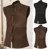 Men's Vests Solid Color Vest Medieval Renaissance Waistcoat For Stage Performance Cosplay Costume Vintage Gentleman Style With Stand