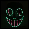 Andra LED -belysning Brelong Led Halloween Mask Scary Cosplay Light Up For Festival Parties 1 PC Drop Leverans Lights Lighting Holiday L Dhezo