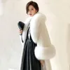 Manteau Long en vison Imitation de Style occidental pour femmes Haining, col en fourrure de renard avec graisse ajoutée et taille agrandie 966856