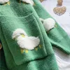 Tricots pour femmes Y166 Cardigan en tricot de mouton à manches longues pour femmes ouvert sur le devant bouton pull ample vêtements d'extérieur