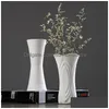 Vases New Ceramic Handicraft White Vase Modern Simple Porcelain Living Room Decoration Home Furnishing Craft 210409 Drop Delivery Home Dhhz5