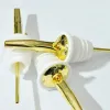 Pourer Bottle Caps Liquor Wine Spirit Gold Color Stainless Steel Free Flow Mixer Pour Spout Stopper LL