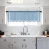 Vorhang Himmelblau Kurze transparente Fenster-Tüllvorhänge für Küche Schlafzimmer Heimdekoration Kleine Voile-Vorhänge
