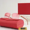 Gafas de sol de diseño Sin montura con corte de diamante Anteojos Cuerno de búfalo Marco de madera Lente marrón Moda ins net rojo Los mismos hombres y mujeres vintage al por mayor con caja de coche gafas ti