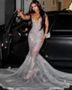 Sparkly Sier Sequin Prom Dress 2024 See Through Plus Size Diamond Crystal Evening Gowns Black Women Formal Birthday 326