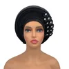 Ethnic Clothing 2024 African Headtie Turban Nigeria Head Ties With Flowers Already Made Auto Gele Women Wraps For Wedding Party