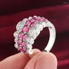 Cluster Rings Beautiful Pink Zircon 925 Ring For Women High Quality Colored Jewelry Wedding Engagement