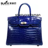 Сумка из натуральной кожи LL, черная, из крокодиловой кожи, электрическая, светло-синяя, кожаная сумка из трех предметов, 30, модная женская сумка высокого класса