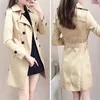 أزياء S-8XL SASHES Windbreaker Jacket Womens Navy Blue British Coat Fashion Fashion Fashion Fashion and Autumn Trench for Female Trench 240307