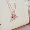 Ожерелья с подвесками SYOUJYO, блестящее ожерелье из натурального циркона для женщин, розовое золото 585 пробы, ювелирная шкатулка, цепочка для невесты, свадьба