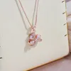 Pendentif Colliers Syoujyo Brillant Naturel Zircon Collier pour Femmes 585 Rose Or Couleur Fine Bijoux Boîte Chaîne Mariée Mariage