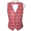 Vests Designer Christmas Vest for Men Silk Red Green White Gold Snowflake Santa Claus Elk Waistcoat Tie Bowtie Set Party Barry Wang