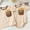 Jumpsuits Family Matching Clothing Spring Summer Soft Cotton Cute T Shirt Father Son Mommy and Me T Shirt Baby Romper Kids Top L240307