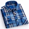 S~8XL Plus Size 100% Pure Cotton Mens Shirt Long Sleeve Soft Light Luxury High Quality Fashion Plaid Business Casual Mens Wear 240307