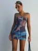 Casual Kleider Tie Dye Drucken Frauen Rohr Mini Kleid Bodycon Sexy Streetwear Party Elegante Club 2024 Sommer Festival Kleidung Y2K