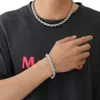 Hiphop 18k guldpläterad mässing kubisk zirkon 8mm full cz asfalterad isad ut twist repkedja armband för män