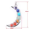 Pendentif Colliers Pierre Naturelle 7 Chakra Reiki Lune En Forme D'amulette Guérison Femmes Bijoux Cadeau De Noël En Gros 8 pcs TN3256