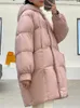 Abrigos de trinchera para mujer Syiwidii Pink Long Parkas Mujeres Otoño Invierno 2024 Espesar Chaquetas cálidas de gran tamaño con una capucha Moda coreana suelta