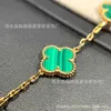 V bangle 925 Sterling Silver High Version Fanjia Clover Five Flower Bracelet Malachite Naturelle Polyvalent Style Banlieue Diffusion en Direct