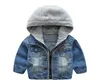 Одежда для маленьких мальчиков Детская джинсовая куртка для мальчиков Джинсы для малышей Пальто Детская верхняя одежда с капюшоном Осень-зима Детская одежда Винтажный синий DW447060317