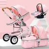 Strollers# Baby 3 designer in 1 with Car Seat Multifunctional Luxury BABY Carriage Pink Folding Baby Stroller High Landscape Newborn Car R230817 Sell like hot cakes