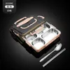 Bento Boxes 304 Stainless Steel Lunch Box Student Canteen Microwavable Bento Portable Insulation Compartments lunchbox Food Containers L240307