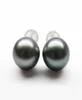 Genuine 910MM Natural Gray Tahitian Pearl Ear Stud Earrings 18k White Gold Gift9373709