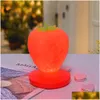 Veilleuses Brelong LED veilleuse créative Stberry USB charge chevet décoratif oeil lampe de table blanc/rose rouge livraison directe Li Dhxil