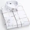 Plus w rozmiarze 6xl 5xl Męskie Elastyczne Elastyczne wydrukowane koszulę z długim rękawem miękka regularna moda cienka wysokiej jakości sukienka biznesowa 240307