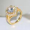 Wedding Rings For Women Delicate Princess Tears Water Drop 3A Zirconia Gold Color Engagement Gift Fashion Jewelry R626