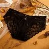 French sexy lace briefs light luxury seamless silky satin thin waist underwear.Lace underwear female pure desire bow hollow low waist briefs head