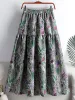 Dresses Tigena Floral Embroidery Midi Long Skirt Women Fashion 2022 Autumn Vintage A Line High Waist Tutu Skirt Female Faldas Aesthetic